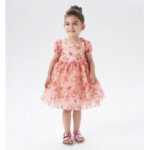 Rochie eleganta cu imprimeu floral pentru fete, Sarabanda, 0.6243PV23ORG Rochie eleganta cu imprimeu floral pentru fete, Sarabanda, 0.6243PV23ORG