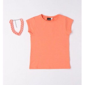 Tricou cu colier asortat pentru fete, Sarabanda, 0.6439PV23ORG