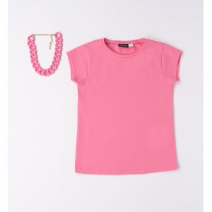 Tricou cu colier asortat pentru fete, Sarabanda, 0.6439PV23RZ