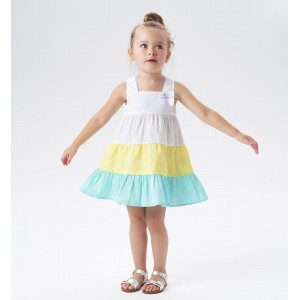 Rochie in trei culori pentru fetite, Sarabanda, 0.6566PV23AQ Rochie in trei culori pentru fetite, Sarabanda, 0.6566PV23AQ