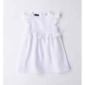 Rochie din in pentru fete, Sarabanda, 0.6569PV23ALB Rochie din in pentru fete, Sarabanda, 0.6569PV23ALB