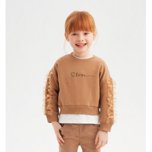 Bluza cu imprimeu si volane tull pentru fetite, Sarabanda, 0.7220TI23MA