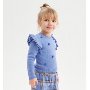 Pulover cu aplicatii pufoiase pentru fetite , Sarabanda, 0.7343TI23BL