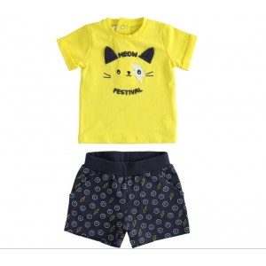 Compleu tricou cu imprimeu si bermude pentru bebe baiat Mini Banda, 2673PV21GA Compleu tricou cu imprimeu si bermude pentru bebe baiat Mini Banda, 2673PV21GA