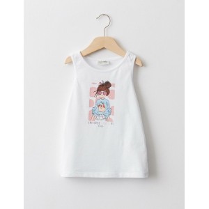 Maiou cu imprimeu  colorat fetita cu catel pentru fete, 715972PV21AB