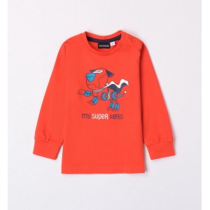 Bluză băieți Sarabanda din bumbac cu mânecă lungă și imprimeu cățeluș robot, 0.7030TI23PA