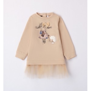 Rochie cu imprimeu si tull pentru fetite, Sarabanda, 0.7363TI23BJ Rochie cu imprimeu si tull pentru fetite, Sarabanda, 0.7363TI23BJ