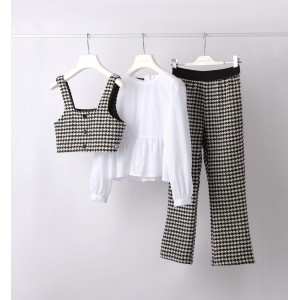 Compleu camasa, vesta și pantaloni in carouri pentru fete, Sarabanda, 0.7720TI23NG Compleu camasa, vesta și pantaloni in carouri pentru fete, Sarabanda, 0.7720TI23NG