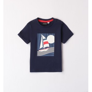 Tricou Copii Băieți Sarabanda, Jerseu Bumbac cu Imprimeu Colorat Marin,  0.8132PV24BLM