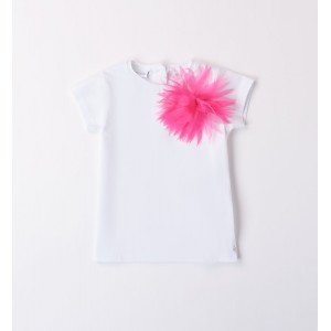 Tricou cu aplicatie pentru fete, Sarabanda, 0.8321PV24ALB