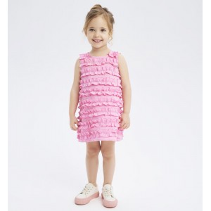 Rochie cu volane pentru fete, Sarabanda, 0.8346PV24RZ Rochie cu volane pentru fete, Sarabanda, 0.8346PV24RZ