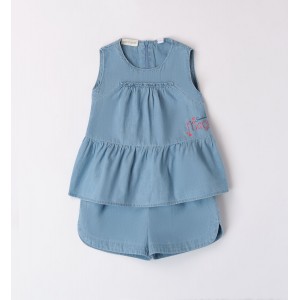 Compleu din denim bluza si pantaloni scurti pentru fete, Sarabanda, 0.8360PV24ABS Compleu din denim bluza si pantaloni scurti pentru fete, Sarabanda, 0.8360PV24ABS