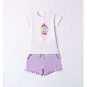 Compleu tricou si bermude pentru fete, Sarabanda, 0.8384PV24MV Compleu tricou si bermude pentru fete, Sarabanda, 0.8384PV24MV
