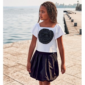 Compleu tricou si fusta din tafta pentru fete, Sarabanda, 0.8560PV24NG Compleu tricou si fusta din tafta pentru fete, Sarabanda, 0.8560PV24NG