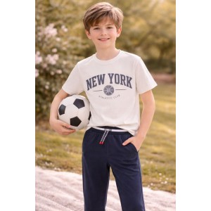 Pantaloni băieți Sarabanda din bumbac 100% cu manșete elastice și șnur reglabil, 0.8674PV24ABS