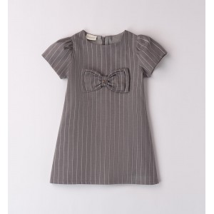 Rochie eleganta in dungi cu aplicatie fundita pentru fete, Sarabanda, 0.A269TI24GR Rochie eleganta in dungi cu aplicatie fundita pentru fete, Sarabanda, 0.A269TI24GR