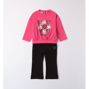 Compleu bluza si colanti cu imprimeu inimioare pentru fete, Sarabanda, 0.A336TI24RZ Compleu bluza si colanti cu imprimeu inimioare pentru fete, Sarabanda, 0.A336TI24RZ