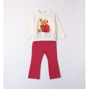 Compleu bluza si colanti cu imprimeu ursulet si flori pentru fete, Sarabanda, 0.A336TI24ALB Compleu bluza si colanti cu imprimeu ursulet si flori pentru fete, Sarabanda, 0.A336TI24ALB