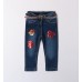 Pantaloni denim cu aplicatii paiete pentru fetițe, Sarabanda, 0.A383TI24ABS