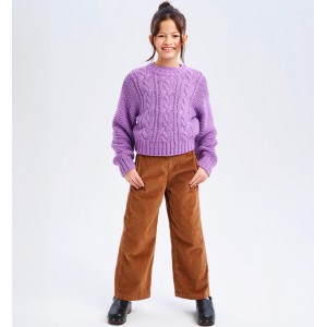Pantaloni largi din raiat pentru fata , Sarabanda, 0.A727TI24MA Pantaloni largi din raiat pentru fata , Sarabanda, 0.A727TI24MA