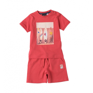 Costum Vara Băieți Sarabanda din Bumbac – Tricou cu Imprimeu Surf, 0.B163PV25RO