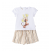 Compleu tricou si bermude cu imprimeu catelus pentru fete, Sarabanda, 0.B348PV25BJ