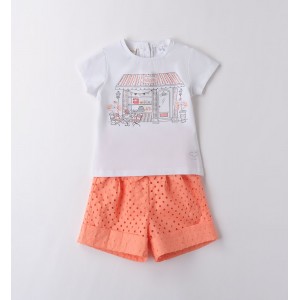 Compleu de vară fete Sarabanda cu tricou imprimat și pantaloni scurți, 0.B351PV25PO Compleu de vară fete Sarabanda cu tricou imprimat și pantaloni scurți, 0.B351PV25PO