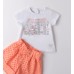 Compleu de vară fete Sarabanda cu tricou imprimat și pantaloni scurți, 0.B351PV25PO