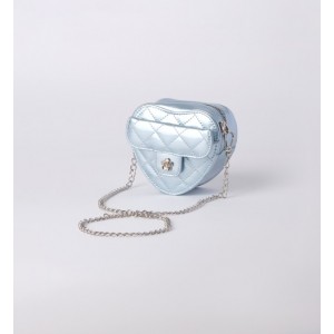 Geantă Crossbody Sarabanda pentru Fetițe, Formă Inimă, Albastră, Cu Lanț Argintiu și Detalii Quilt, 0.F904TI25 Geantă Crossbody Sarabanda pentru Fetițe, Formă Inimă, Albastră, Cu Lanț Argintiu și Detalii Quilt, 0.F904TI25
