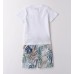 Set băieți Sarabanda din bumbac elastic cu tricou și pantaloni scurți cu imprimeu tropical, 0.B162PV25ALB Set băieți Sarabanda din bumbac elastic cu tricou și pantaloni scurți cu imprimeu tropical, 0.B162PV25ALB