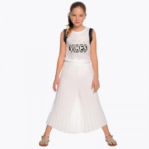 Fusta pantaloni tifon pliuri fata Mayoral 6908PV19ALB