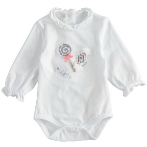 Body cu imprimeu Lolipoop pentru bebe fetita, Sarabanda, 3.4754PV22ALB
