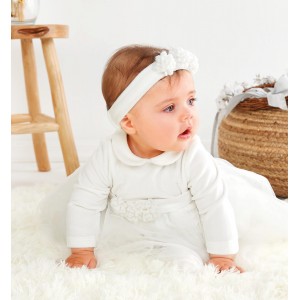 Rochie eleganta cu tull pentru bebe fetite, Minibanda, 3.7747TI23ALB Rochie eleganta cu tull pentru bebe fetite, Minibanda, 3.7747TI23ALB