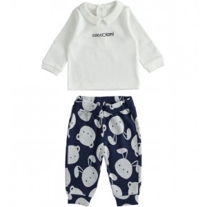 Compleu cu imprimeu iepuras pentru bebe baiat, Sarabanda, 3.5659TI22BLM