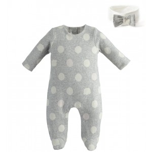 Salopeta lunga cu imprimeu si bentita pentru fetita nou-nascuta, Sarabanda, 3.5708TI22GR