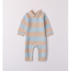 Salopeta din tricot bicolora pentru bebe baiat, Minibanda, 3.7602TI23BL