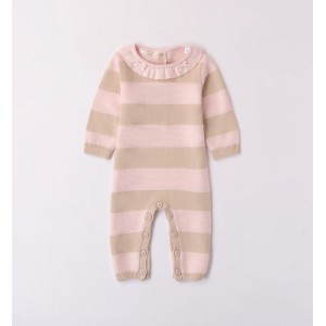 Salopeta din tricot bicolora pentru fetita nou nascut, Minibanda, 3.7761TI23RZ