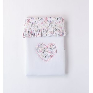 Pătură pentru bebeluși iDO din chenille moale cu volane și inimioară decorativă, 3.8355PV24ALB