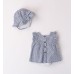 Set Sarabanda pentru fetițe din bumbac 100%, rochie cu pălăriuță asortată, dungi alb-albastre și inimioare, 3.8714PV24NA
