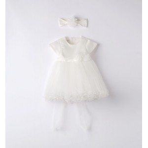 Rochita eleganta din tull cu bentita pentru fetita nou nascuta, Minibanda, 3.8735PV24ALB Rochita eleganta din tull cu bentita pentru fetita nou nascuta, Minibanda, 3.8735PV24ALB