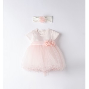 Rochita eleganta din tull cu bentita pentru fetita nou nascuta, Minibanda, 3.8735PV24RZ Rochita eleganta din tull cu bentita pentru fetita nou nascuta, Minibanda, 3.8735PV24RZ