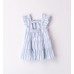 Rochie Minibanda pentru bebe fetițe cu dungi bleu și albe, volănașe și funde la spate, 3.8740PV24BL