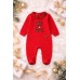 Salopetă de Crăciun Nou-Născut Minibanda Roșie, din Chenilie, cu Detalii Tartan, 3.A640TI24RO