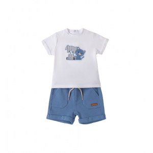 Minibanda, Compleu din două piese pentru Bebeluși Băieți , Alb, Albastru, 3.B632PV25ABS