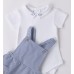 Compleu băiețel Minibanda din bumbac elastic cu salopetă în dungi și body alb, 3.B679PV25BLM