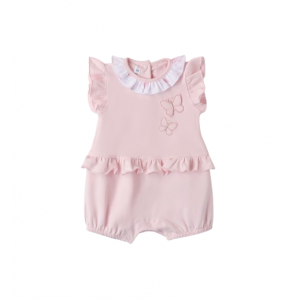 Salopetă fetiță Minibanda 0-18 luni din bumbac elastic – model cu fluturași și închidere practică, 3.B780PV25RZ