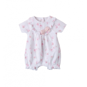 Salopetă Minibanda Bebeluși Fetițe, Muselină 100% Bumbac, Fundă Decorativă, 3.B781PV25