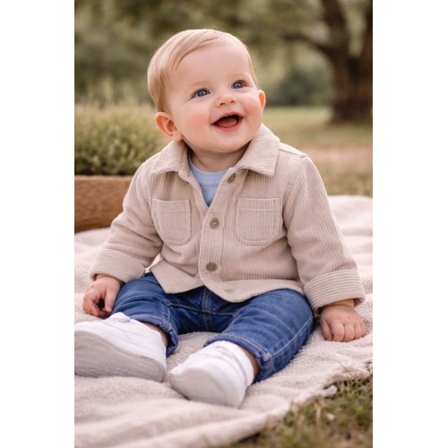 Cămașă bebe băieți Minibanda din catifea cu buzunare frontale și nasturi, 3.F605BJ Cămașă bebe băieți Minibanda din catifea cu buzunare frontale și nasturi, 3.F605BJ