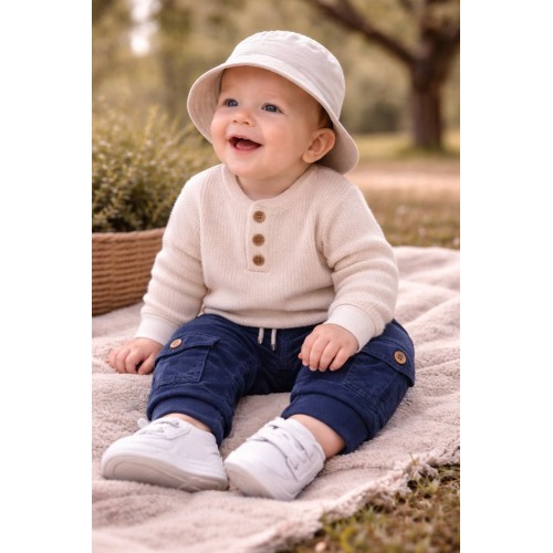 Pantaloni bebe băieți Minibanda din catifea elastică cu buzunare cargo și manșete rib, 3.F629TI25NA Pantaloni bebe băieți Minibanda din catifea elastică cu buzunare cargo și manșete rib, 3.F629TI25NA