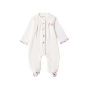 Salopeta catifelata cu imprimeu florale pentru fetita nou nascut, Minibanda, 3.A713TI24ALB